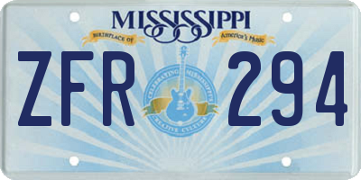 MS license plate ZFR294