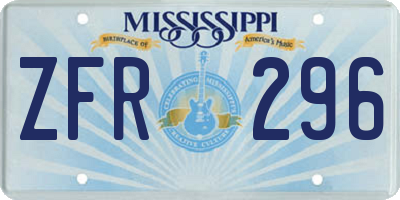 MS license plate ZFR296