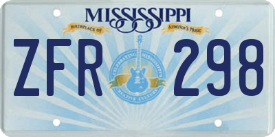 MS license plate ZFR298