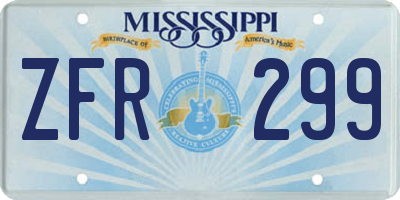 MS license plate ZFR299