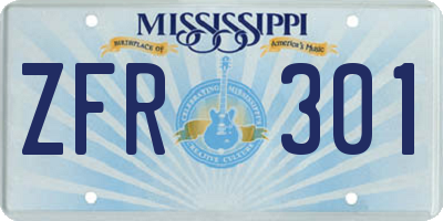 MS license plate ZFR301