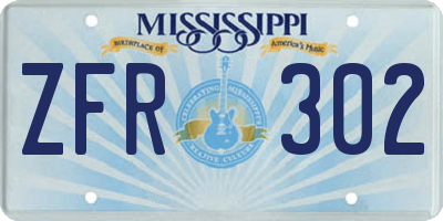 MS license plate ZFR302