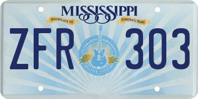MS license plate ZFR303