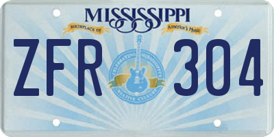 MS license plate ZFR304