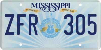 MS license plate ZFR305