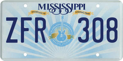 MS license plate ZFR308