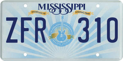 MS license plate ZFR310