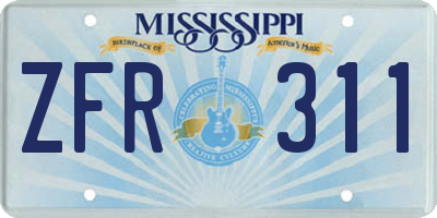 MS license plate ZFR311