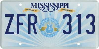 MS license plate ZFR313
