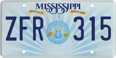 MS license plate ZFR315