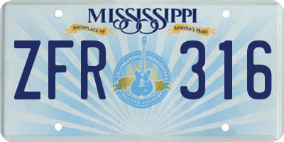 MS license plate ZFR316