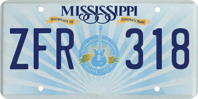 MS license plate ZFR318