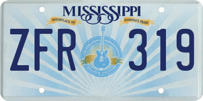 MS license plate ZFR319