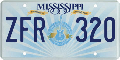 MS license plate ZFR320