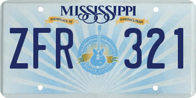 MS license plate ZFR321