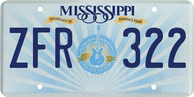 MS license plate ZFR322