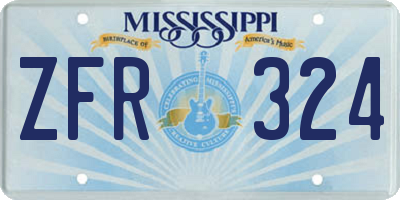 MS license plate ZFR324