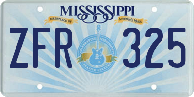 MS license plate ZFR325
