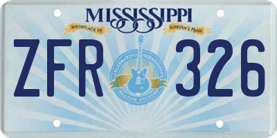 MS license plate ZFR326