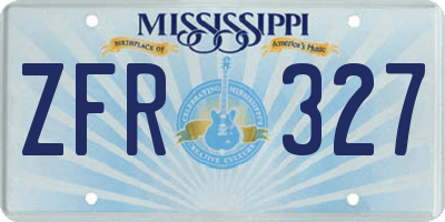 MS license plate ZFR327