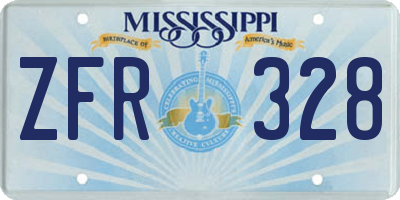 MS license plate ZFR328