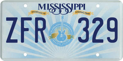 MS license plate ZFR329