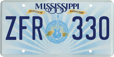 MS license plate ZFR330
