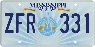 MS license plate ZFR331