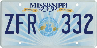 MS license plate ZFR332