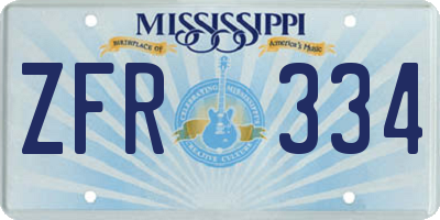 MS license plate ZFR334