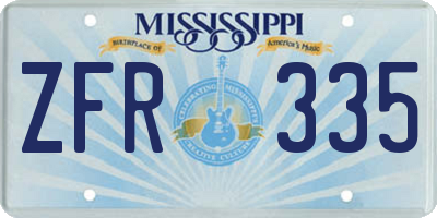 MS license plate ZFR335