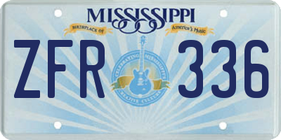 MS license plate ZFR336