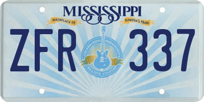 MS license plate ZFR337