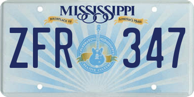 MS license plate ZFR347