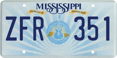 MS license plate ZFR351