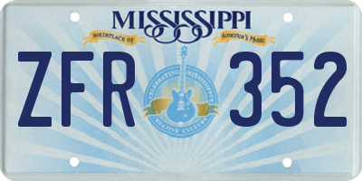 MS license plate ZFR352