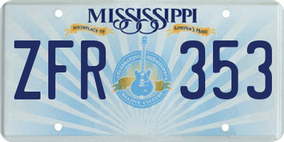 MS license plate ZFR353