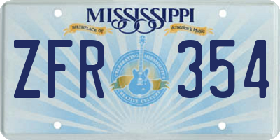 MS license plate ZFR354