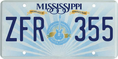 MS license plate ZFR355