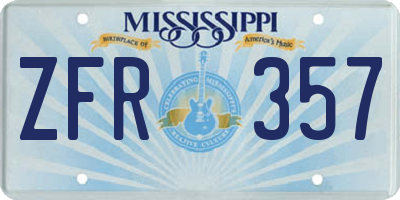 MS license plate ZFR357
