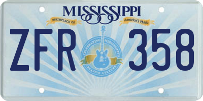 MS license plate ZFR358