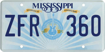 MS license plate ZFR360