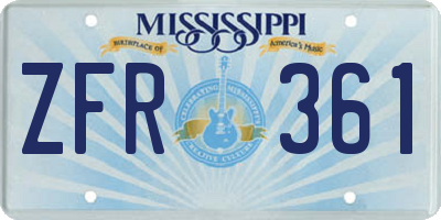 MS license plate ZFR361