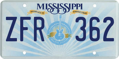MS license plate ZFR362