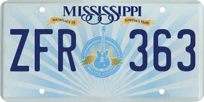 MS license plate ZFR363
