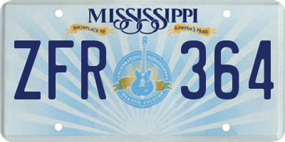 MS license plate ZFR364
