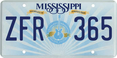 MS license plate ZFR365