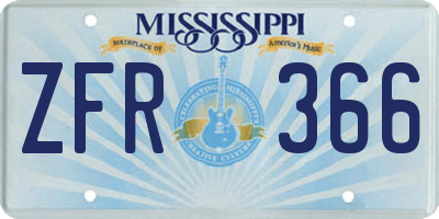 MS license plate ZFR366