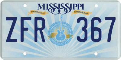 MS license plate ZFR367