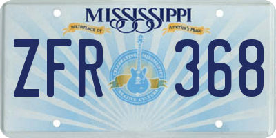 MS license plate ZFR368